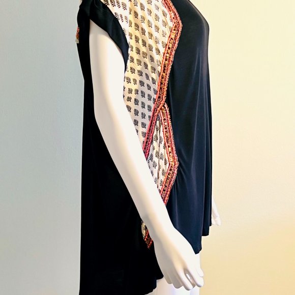 Anthropologie Akemi & Kin Boho Orange & Black Embroidered Sequins Top, M, NWT - Picture 9 of 10